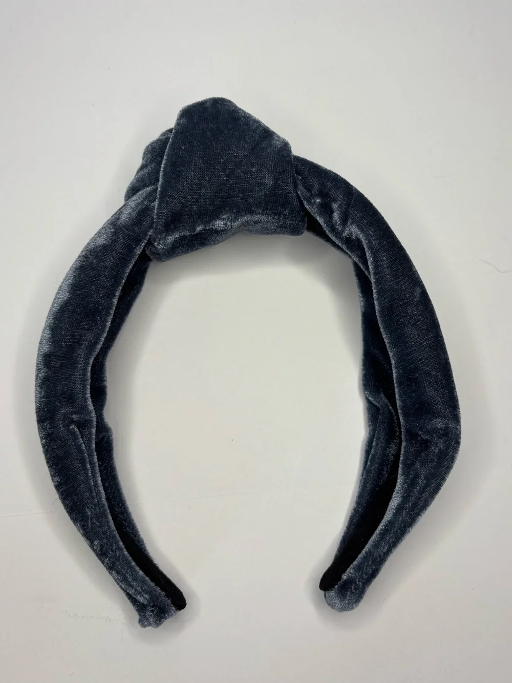 Velvet Knotted Headband in Charcoal Gray
